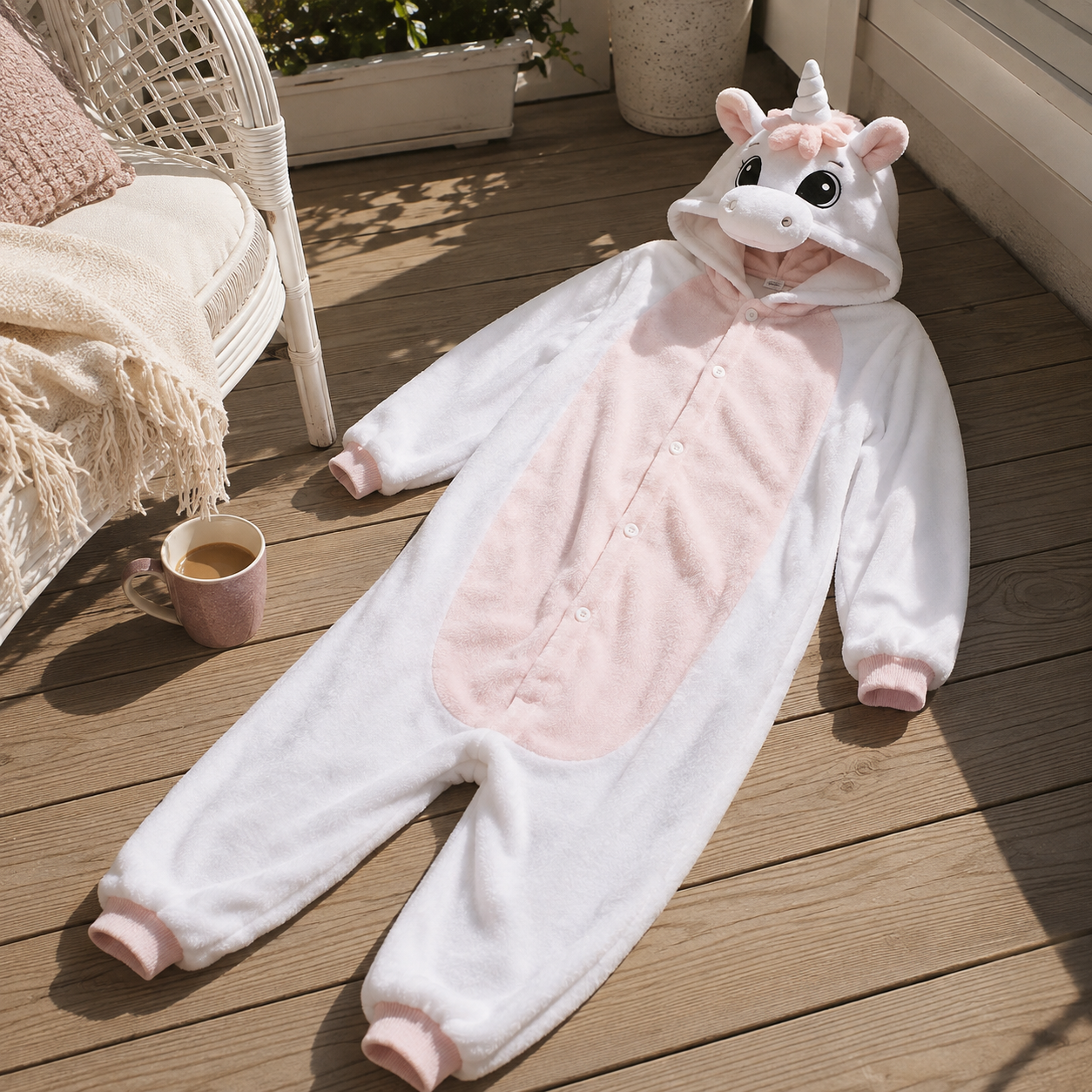 Costume Licorne Blanc et Rose Cool