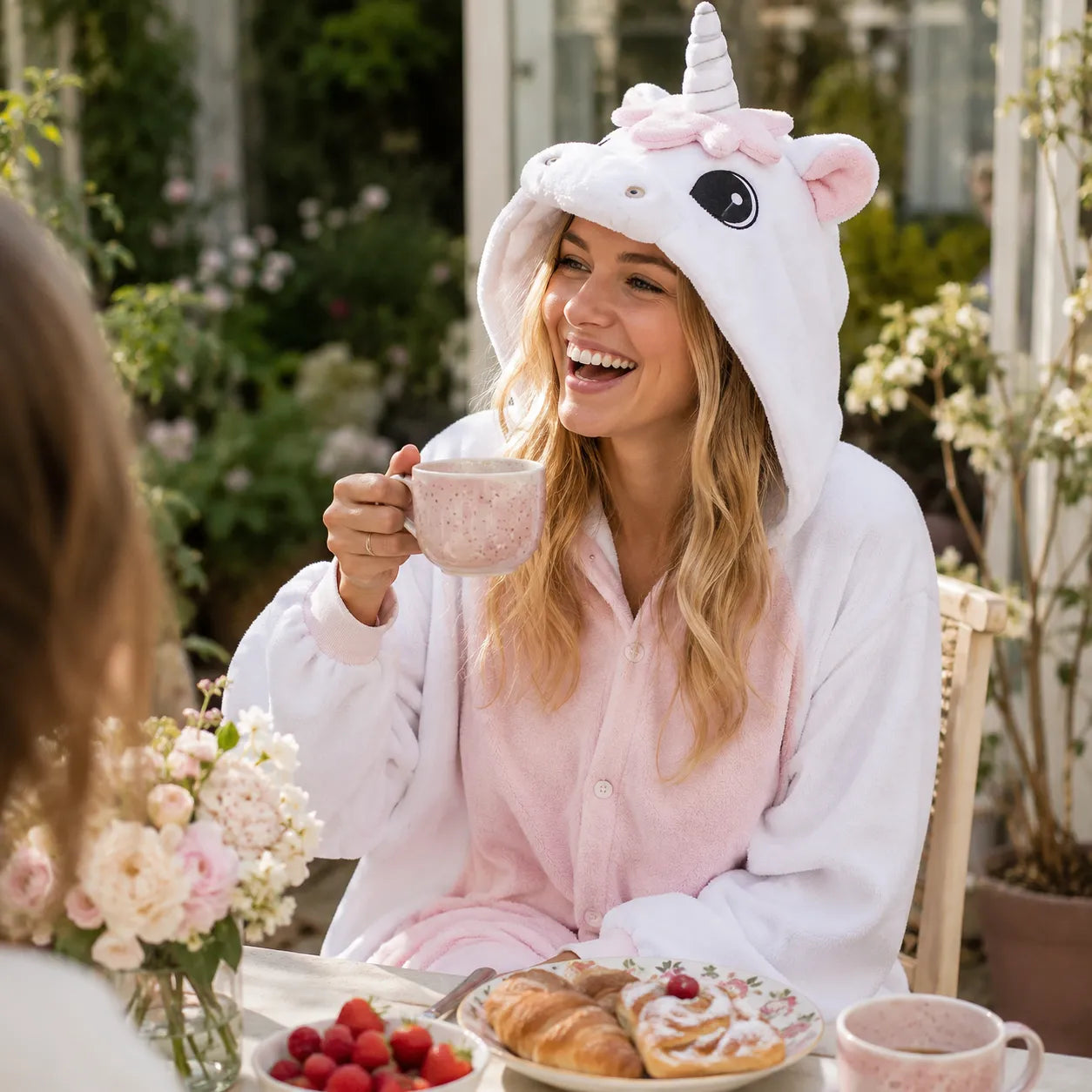 Costume Licorne Blanc et Rose Design