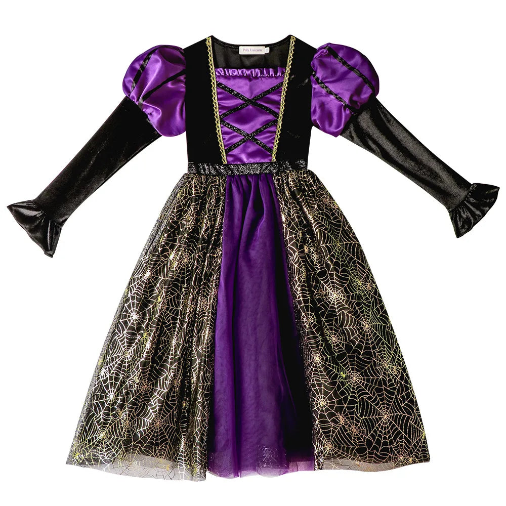 Costume Long de Sorcière Noir et Violet léger