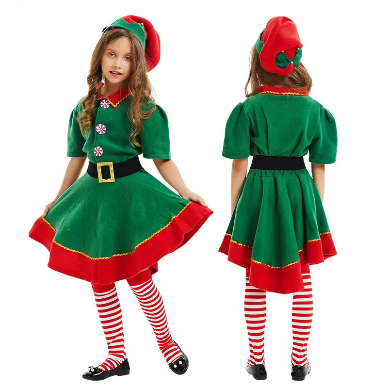 Costume Lutin Vert  Noël Confortable 