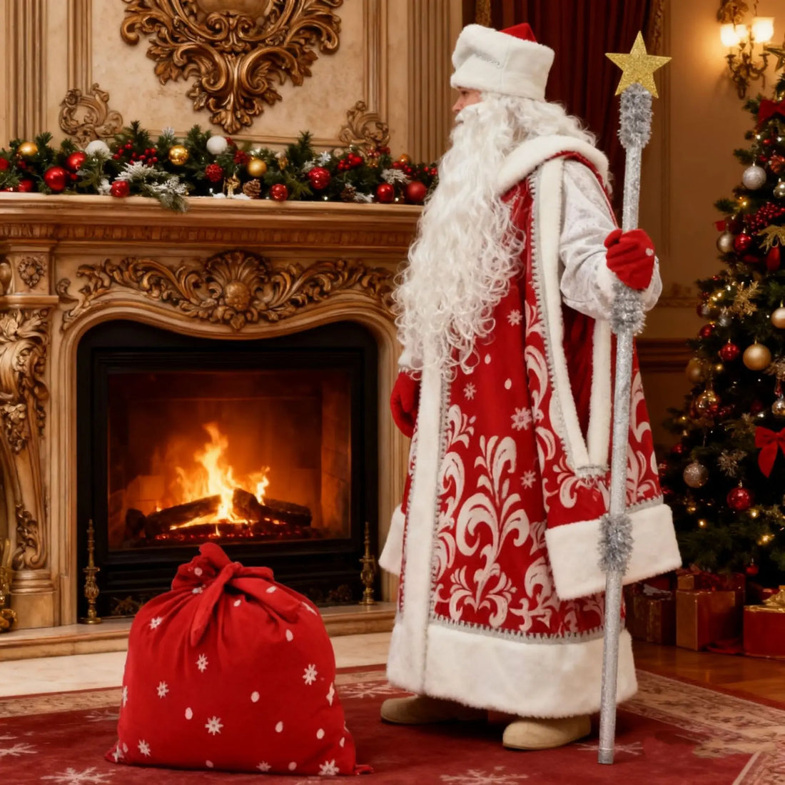 Costume Père Noël Accessoirisé Fourré