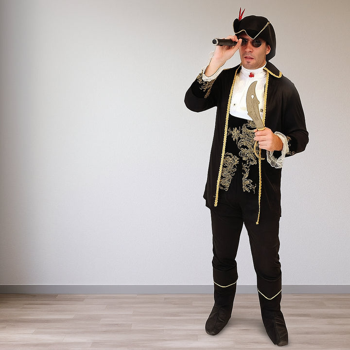 Costume Pirate Homme Rouge et Noir Vintage
