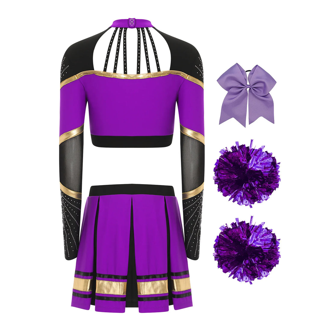 Costume Pompom Girl Bleu à Manches Longues Dos