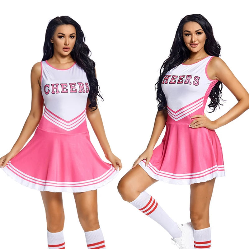 Costume Pompom Girl “Cheers” Rose stylé