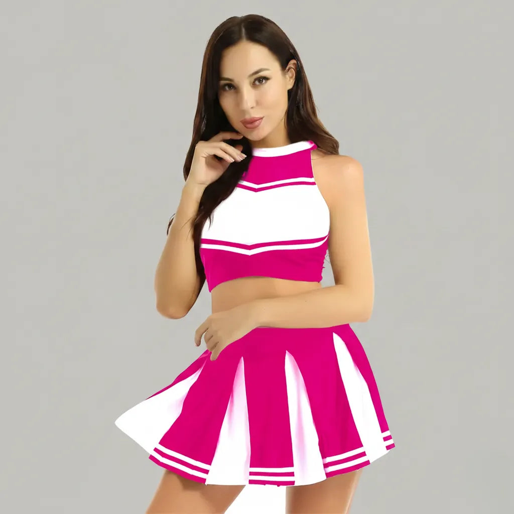 Costume Pompom Girl Rose et Blanc