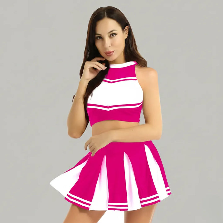 Costume Pompom Girl Rose et Blanc