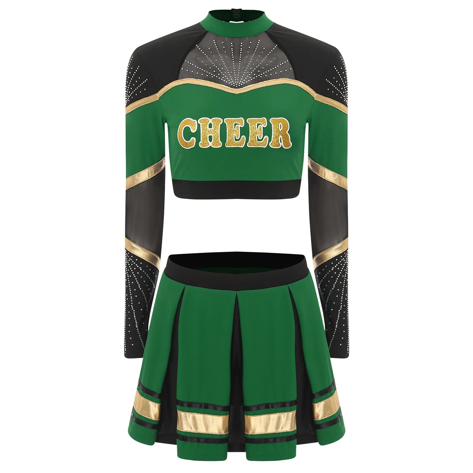 Costume Pompom Girl Sexy Vert Devant