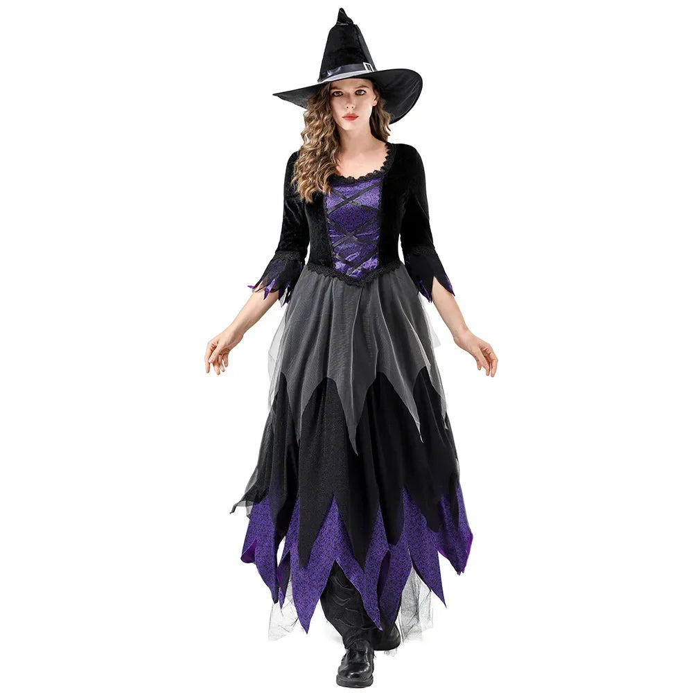 Costume Sorcière Noir et Violet Unique