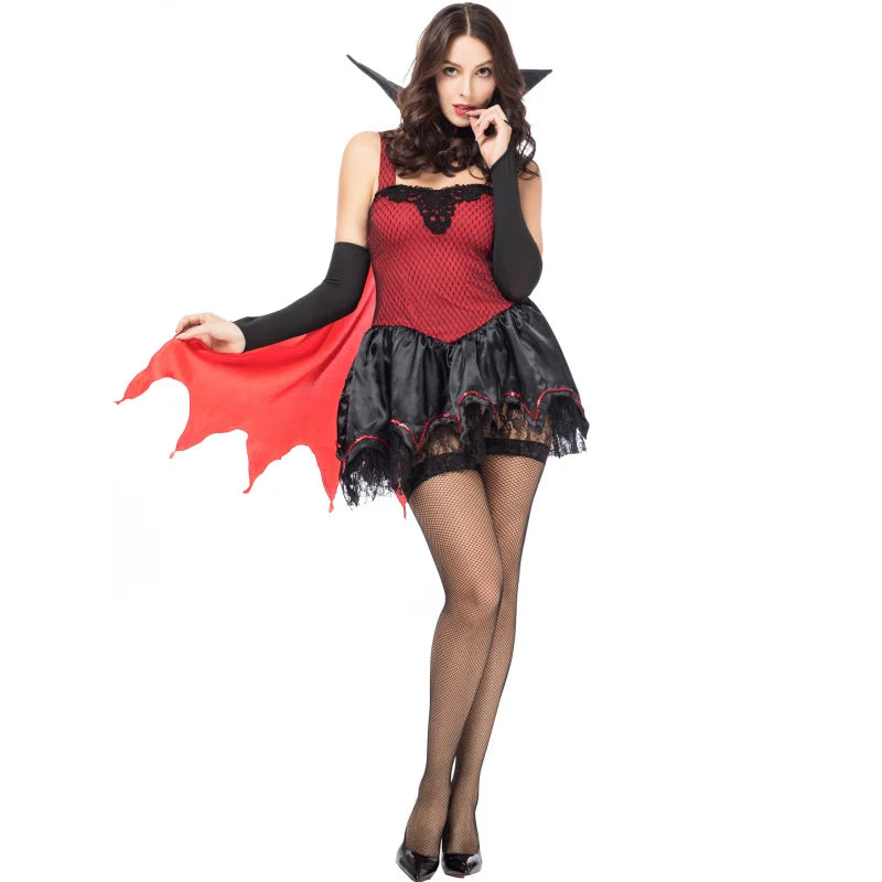 Costume Vampire pour Femme Noir et Rouge