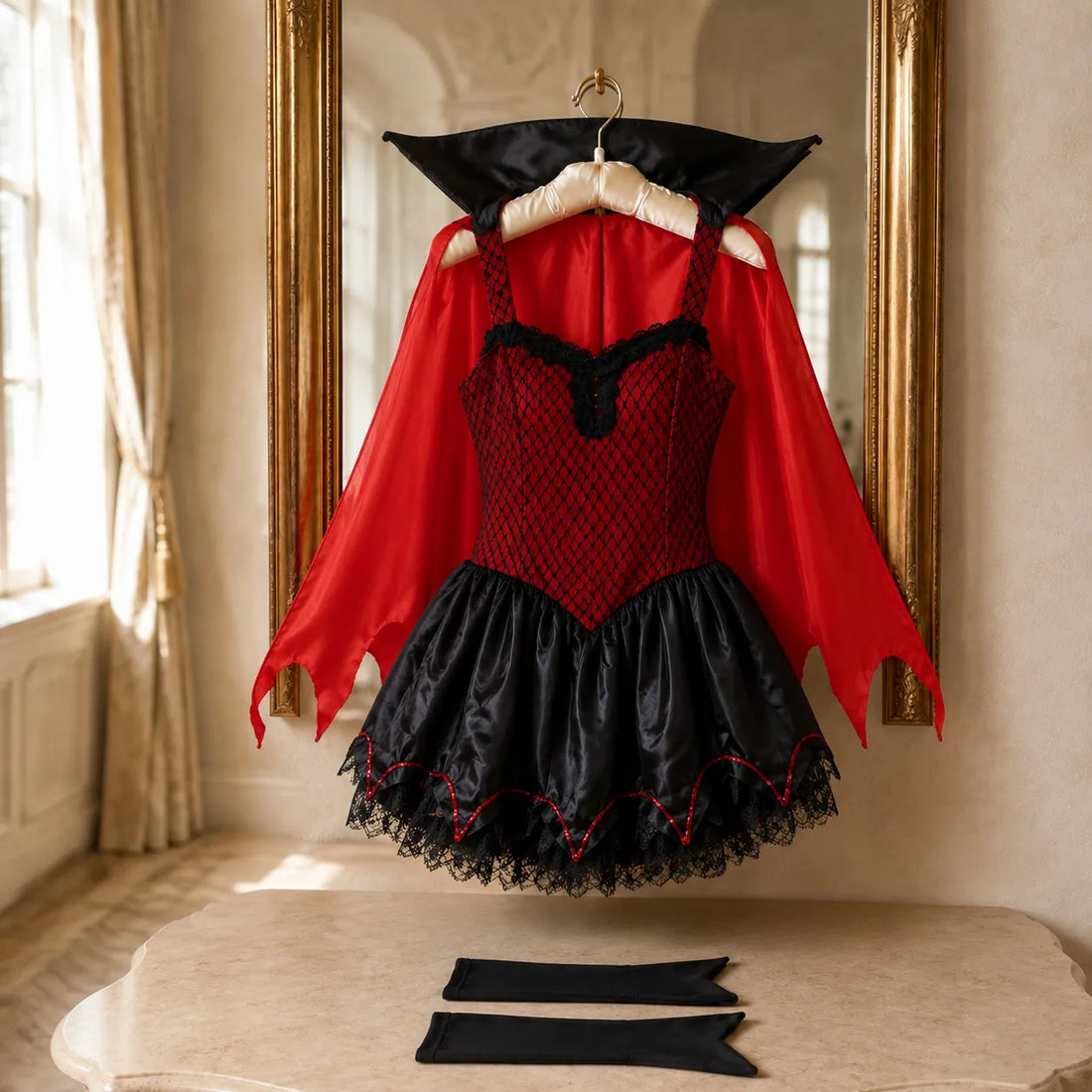 Costume Vampire pour Femme Noir et Rouge Unique