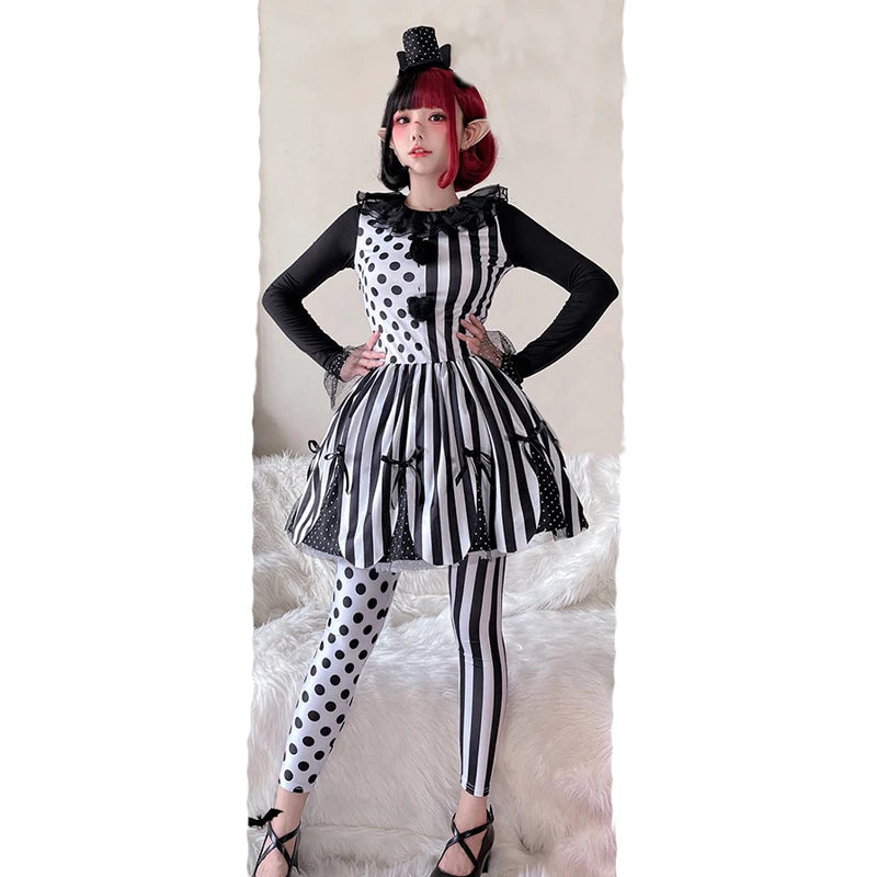 Costume de Clown Noire et Blanche Femme Fantaisie Design