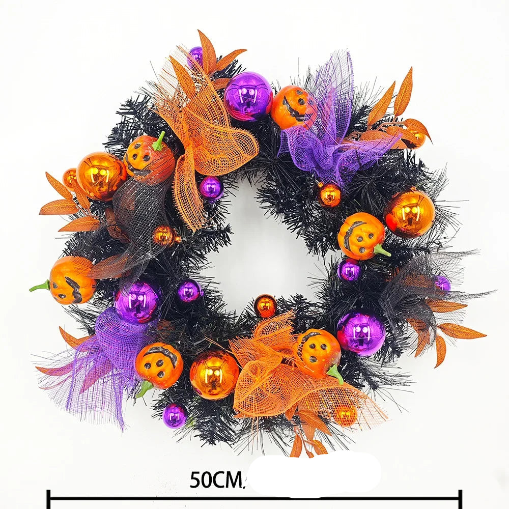 Couronne Citrouilles Orange et Violet Mesure