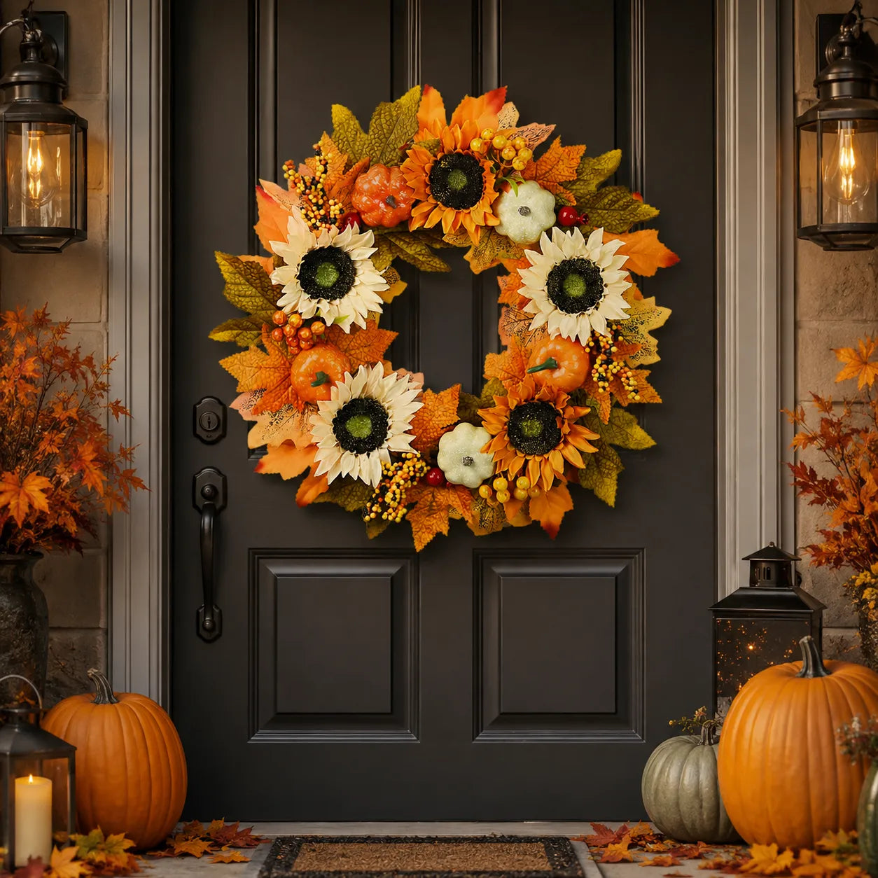 Couronne Halloween Aux Nuances Orangées stylé