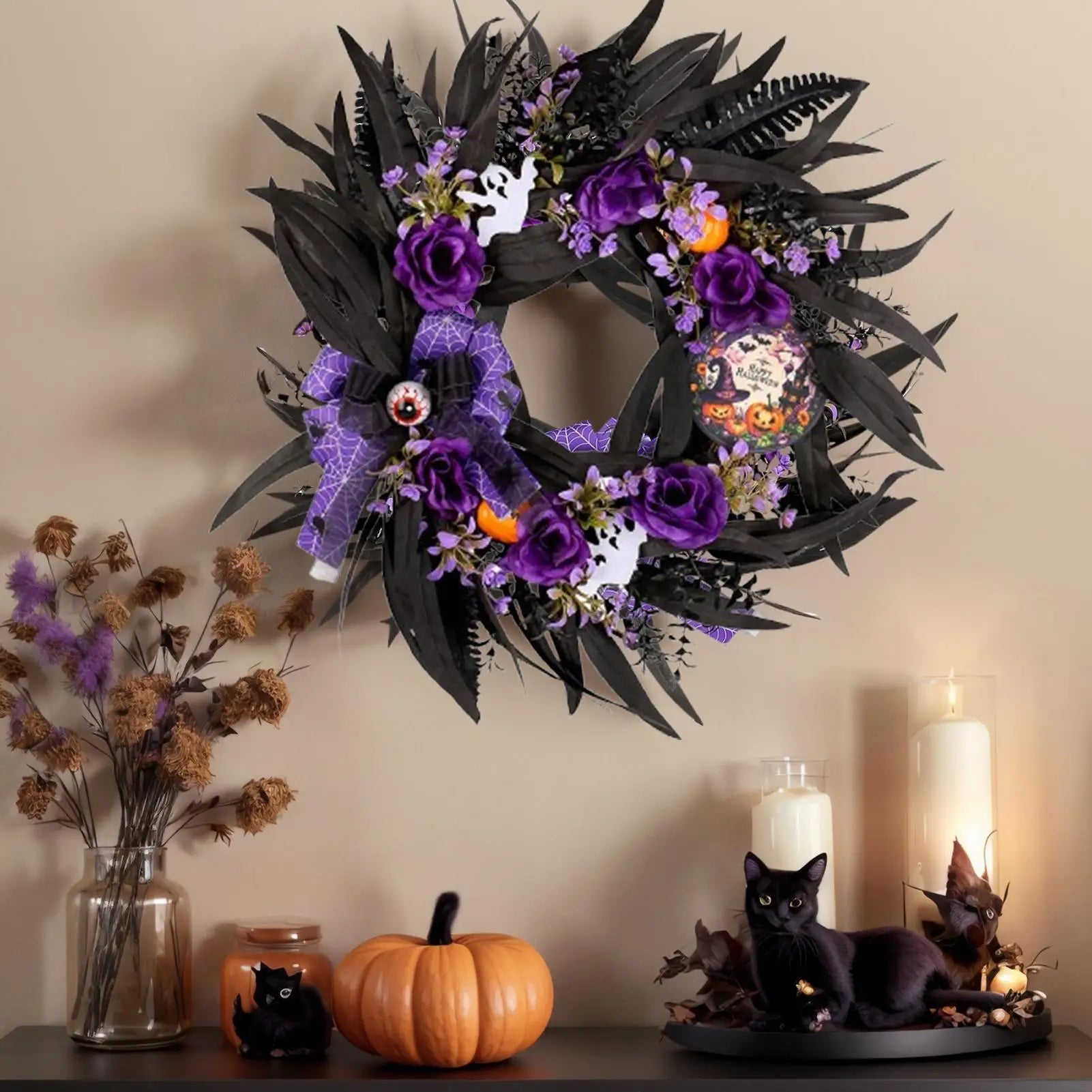 Couronne Halloween Noir et Violet Originale