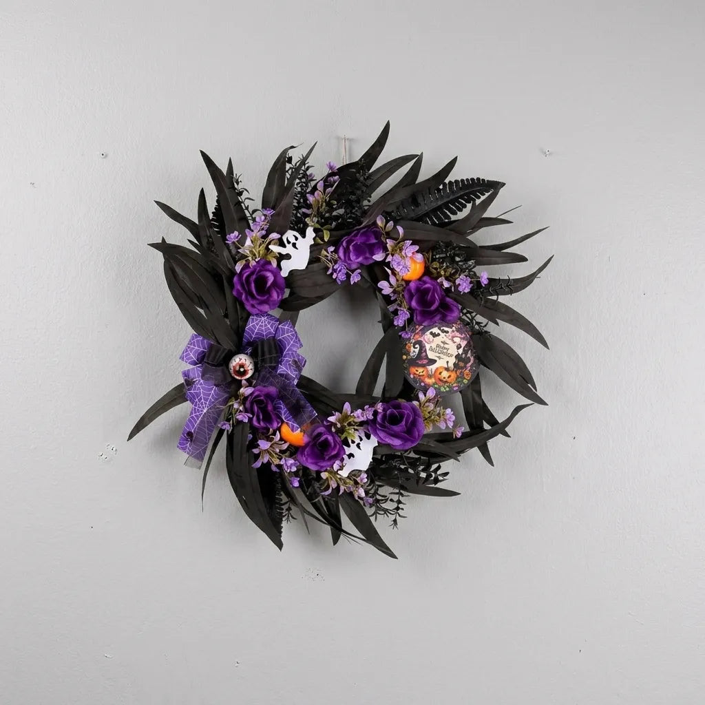 Couronne Halloween Noir et Violet Stylé