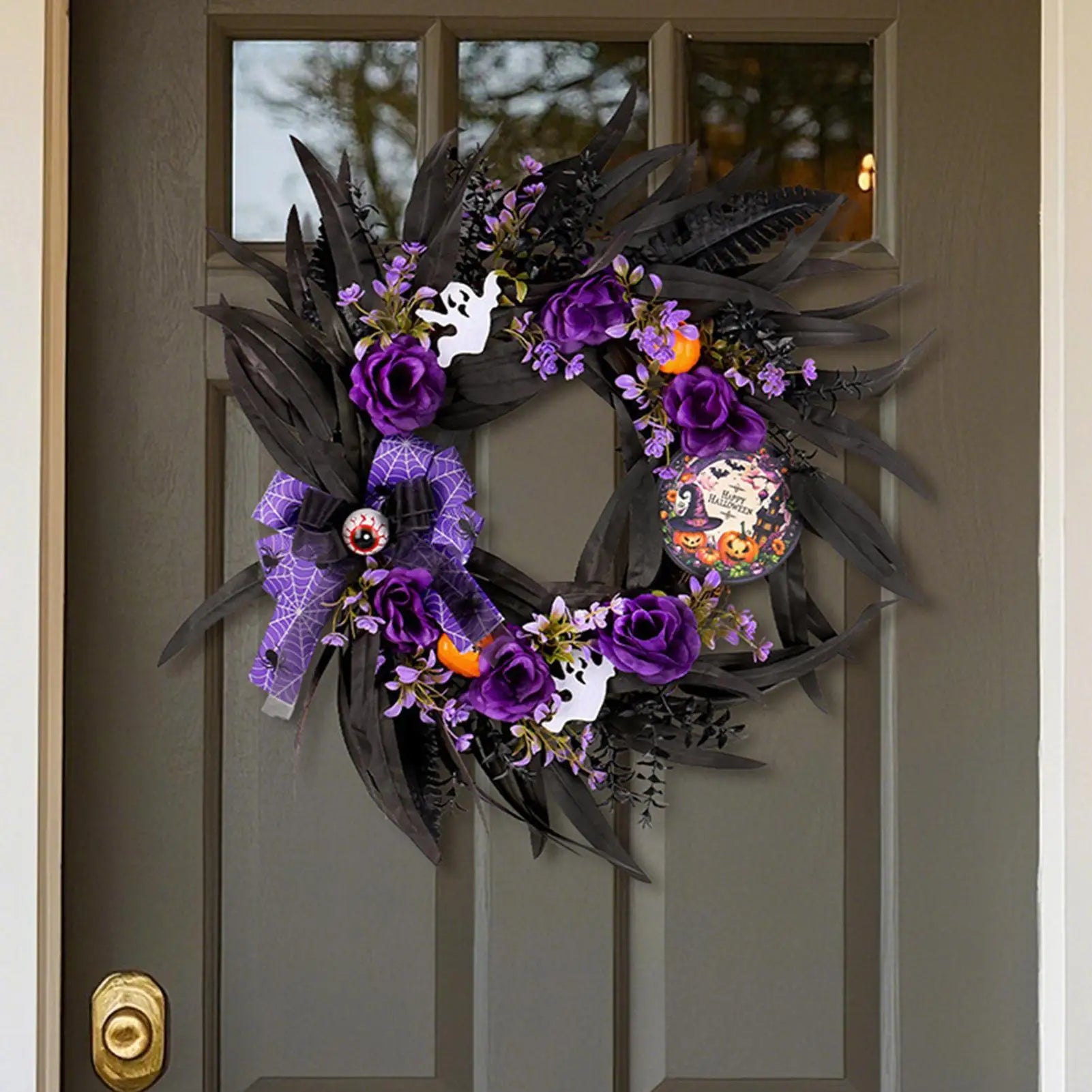 Couronne Halloween Noir et Violet Unique