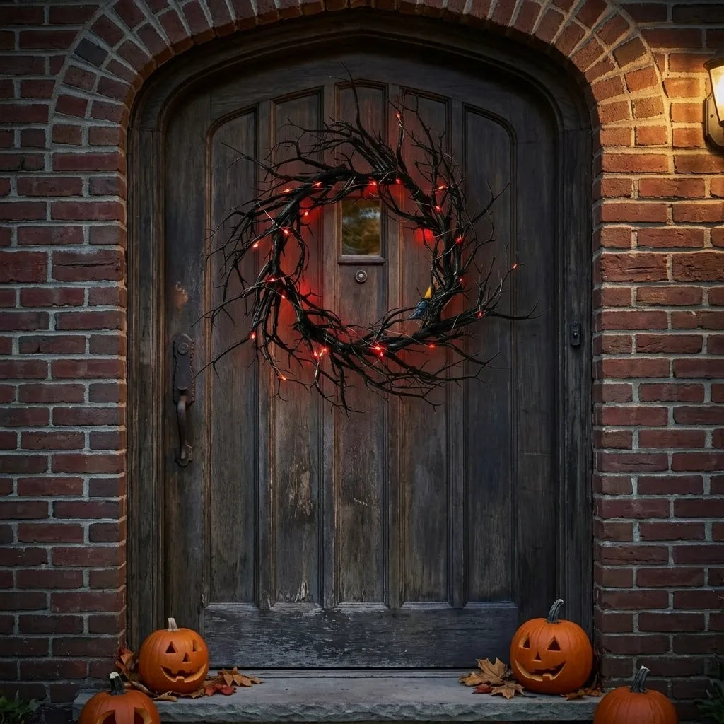 Couronne de Branches Noires LED Halloween Stylé