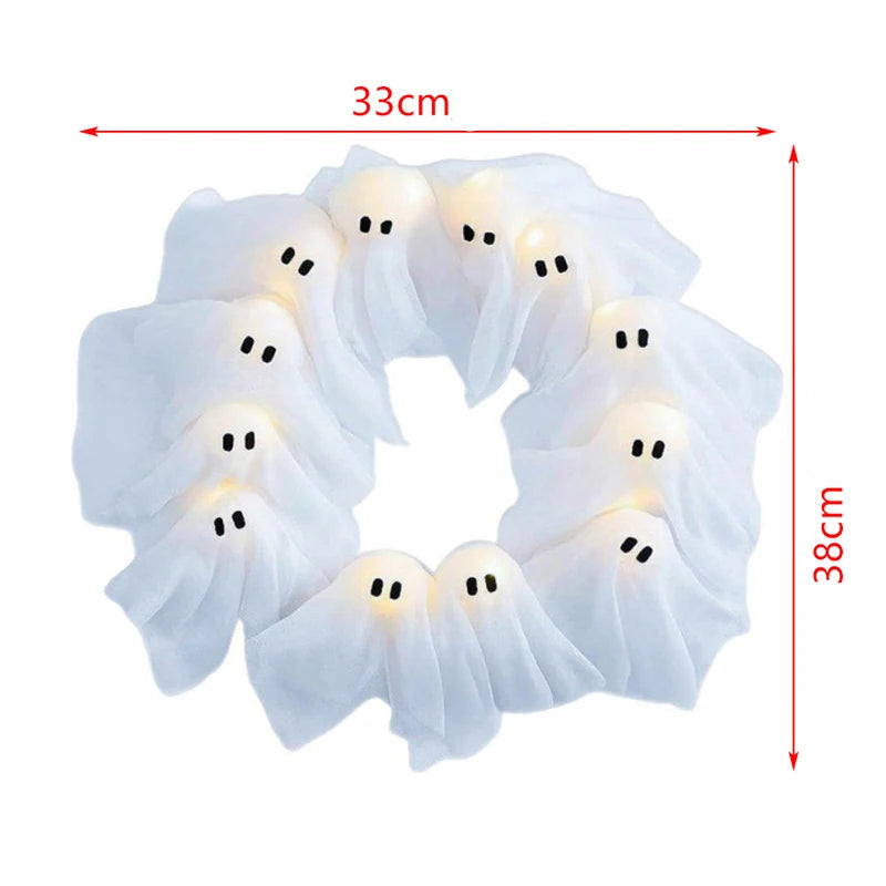 Couronne de Fantômes en Tissu Minimaliste Lumineux