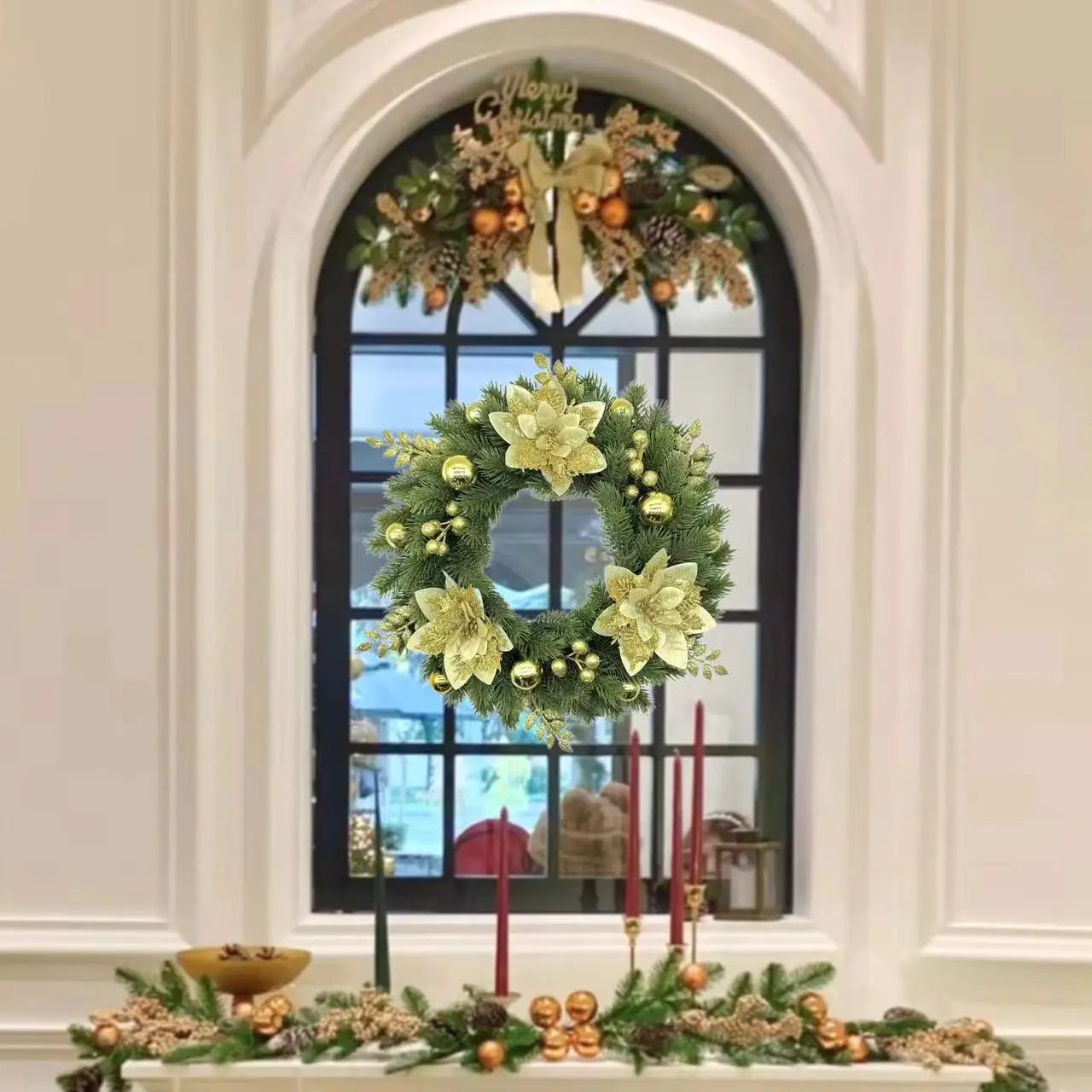 Couronne de Noël Dorée Chic