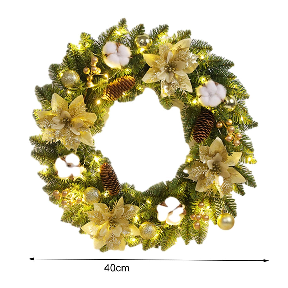Couronne de Noël Dorée Lumineuse