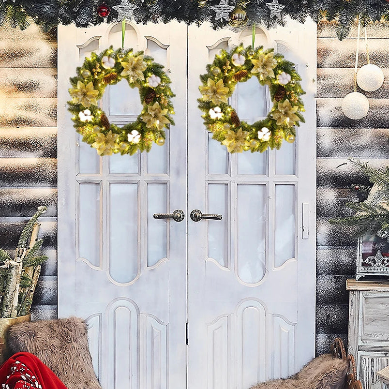 Couronne de Noël Dorée Lumineuse raffiné