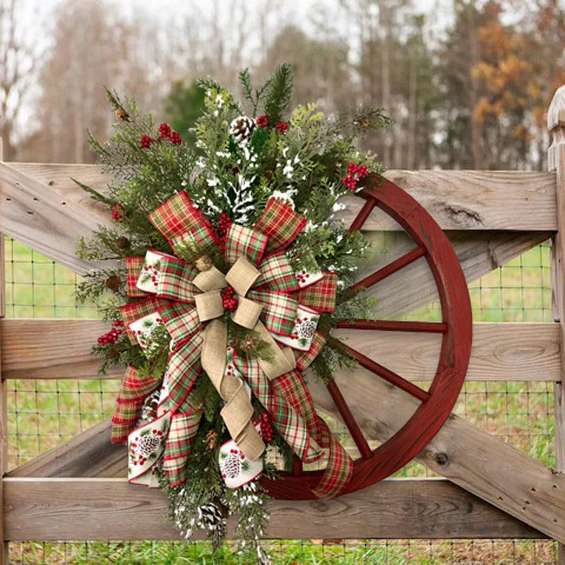 Couronne de Noël Epurée à LED Roulette en Bois
