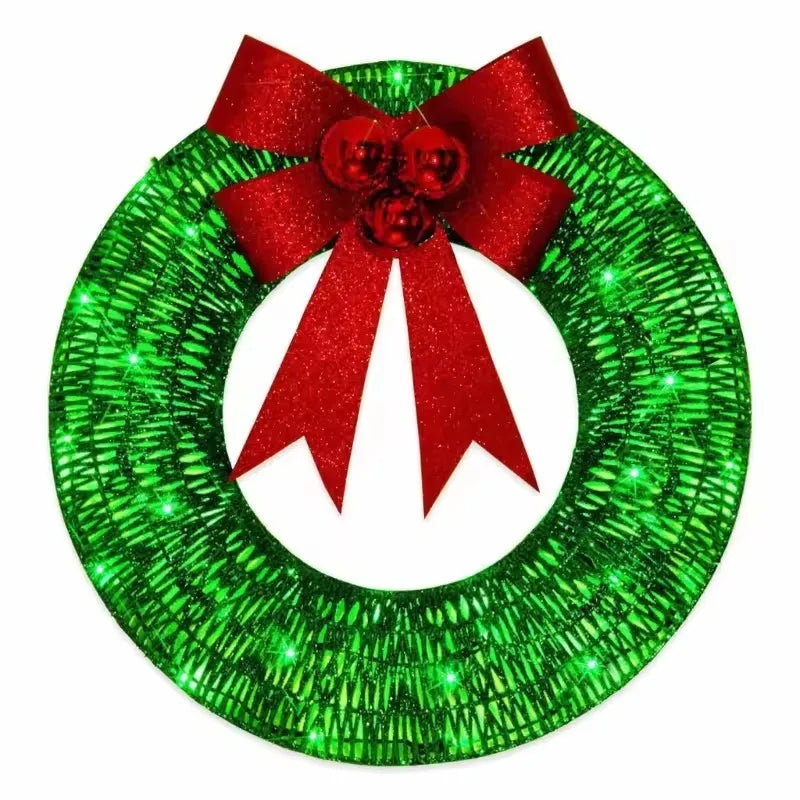 Couronne de Noël Lumineuse Verte Elégant