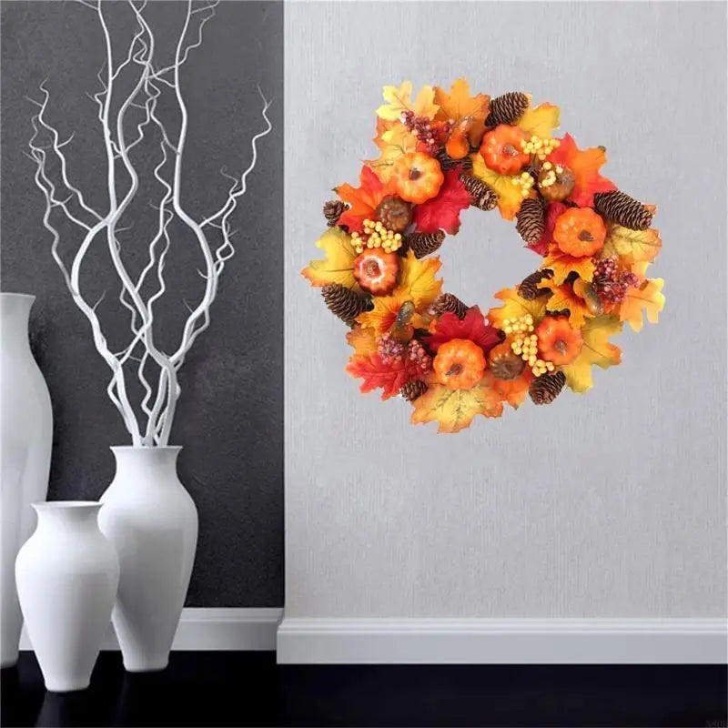 Couronne de Porte Halloween Colorée Pomme de pain