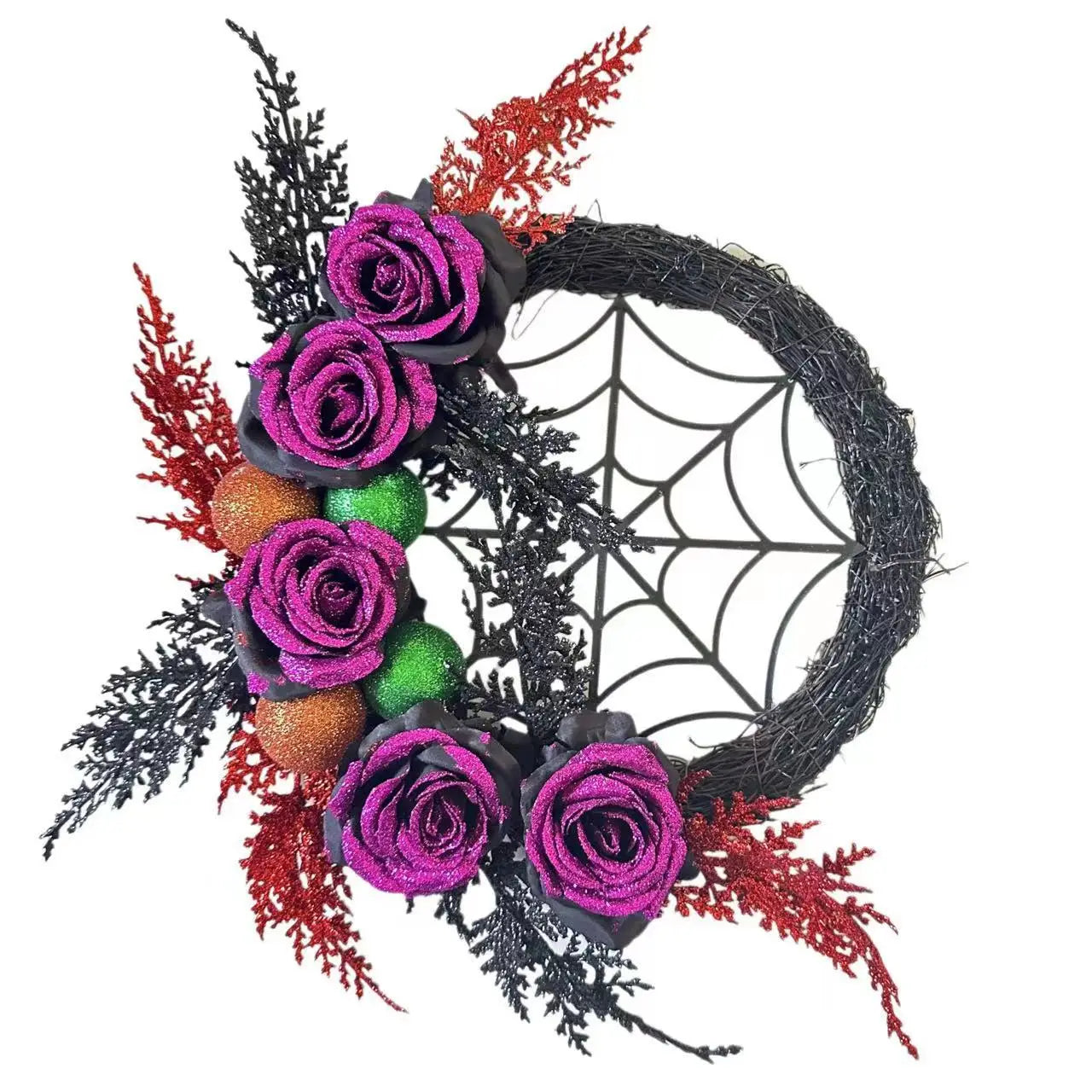 Couronne de Porte Toile d’Araignée Fleurie Unique