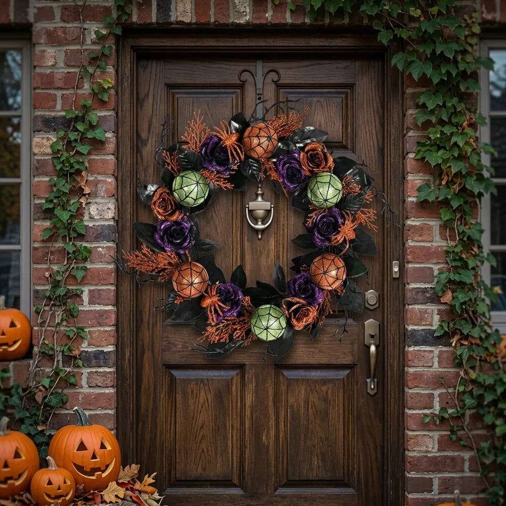 Couronne de Porte aux Couleurs Halloween Minimaliste