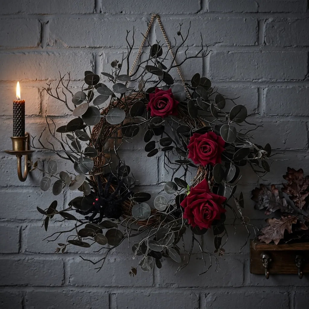 Couronne de Roses Halloween Minimaliste