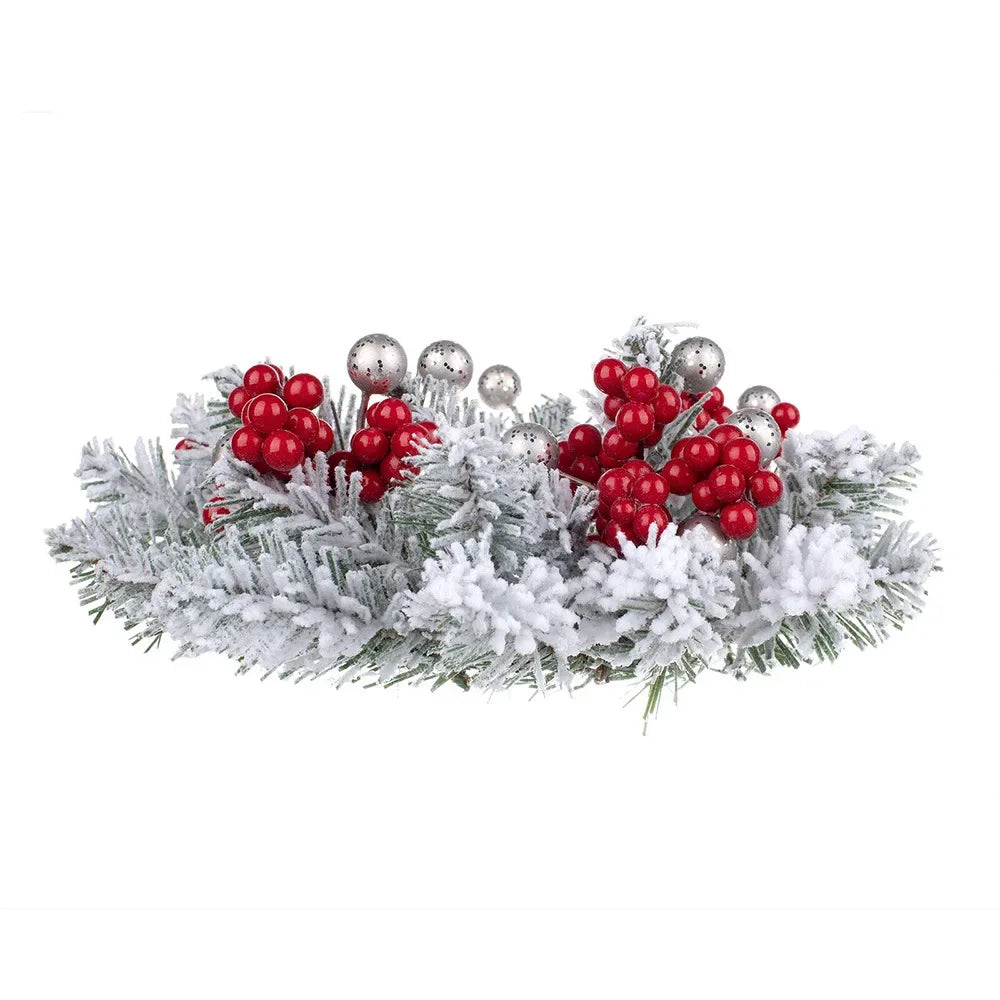 Couronne de Table Enneigée à Baies Rouges Belle