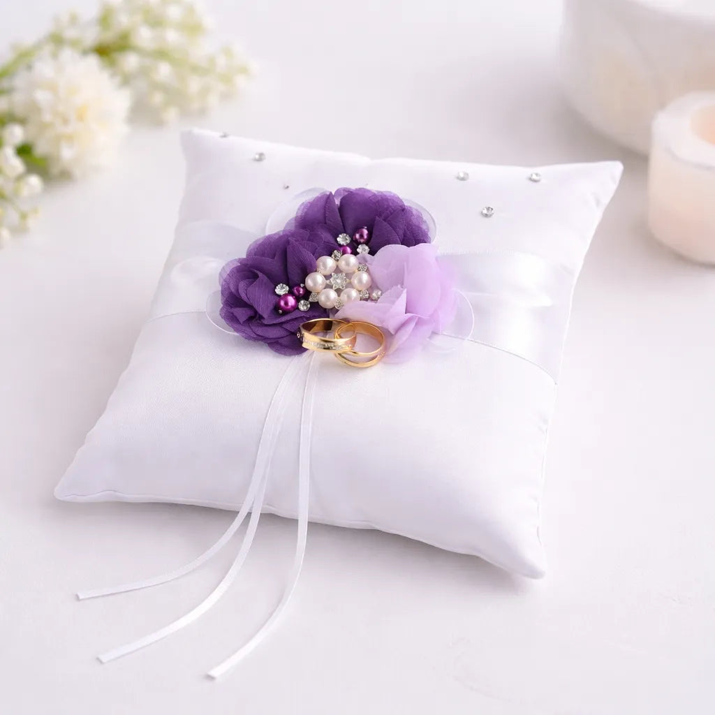 Coussin Alliance Blanc à Fleurs Violettes