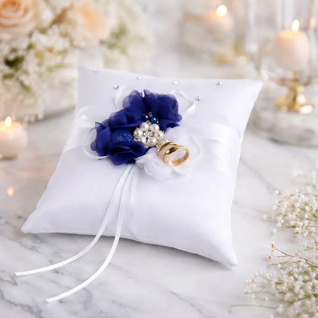 Coussin Alliance à Fleurs Bleues
