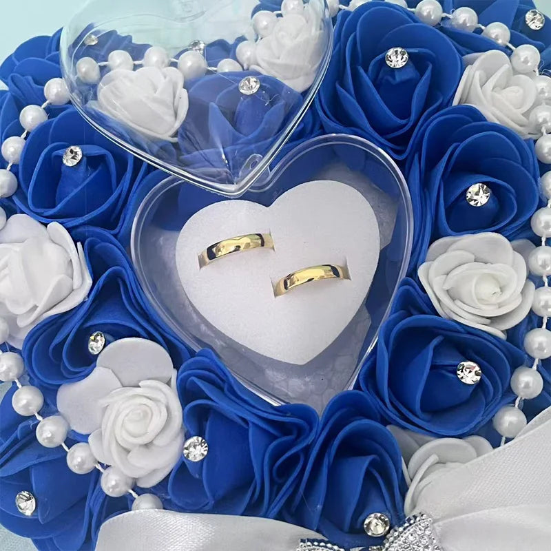 Coussin Alliances Cœur à Roses Bleues Chic