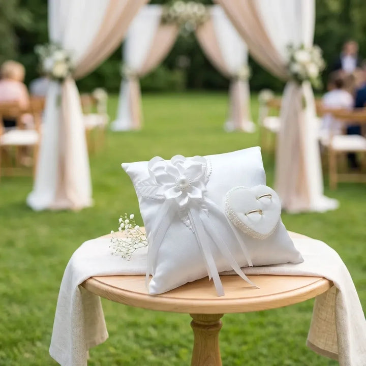 Coussin Alliances Mariage à Fleur élégant