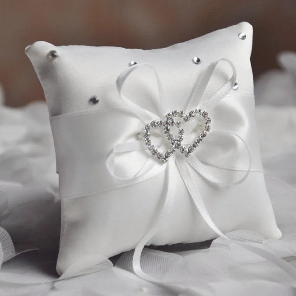 Coussin Alliances à Ruban Blanc Unique