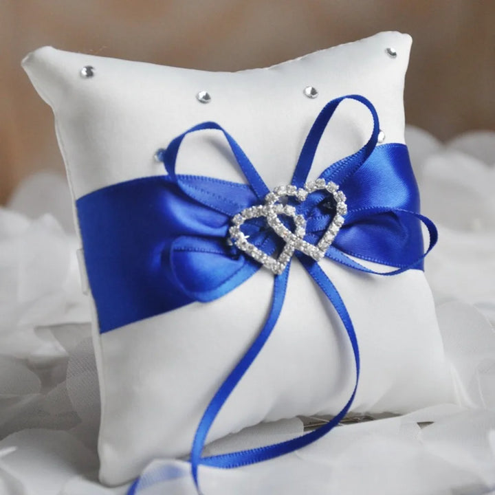 Coussin Bagues Mariage à Ruban Bleu