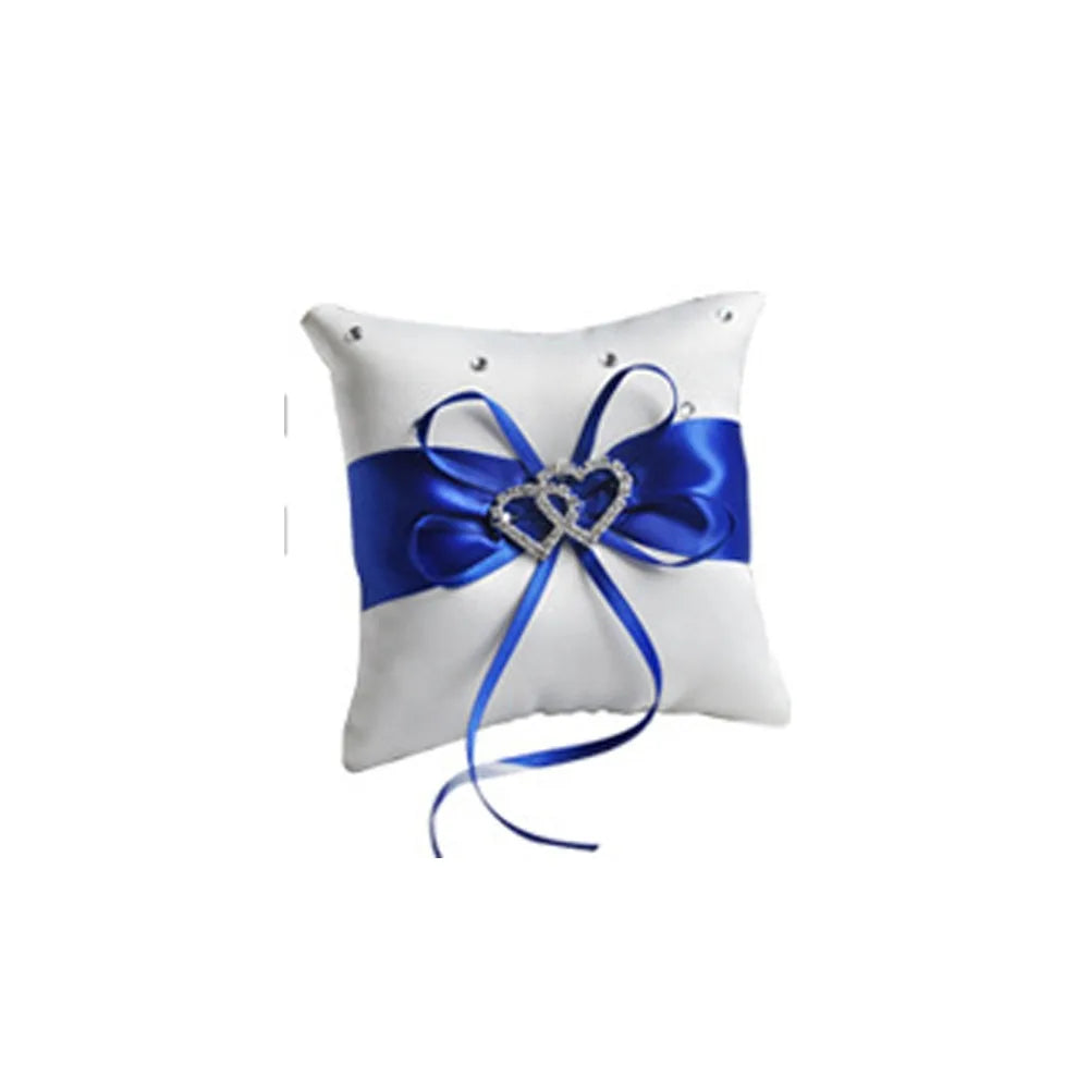 Coussin Bagues Mariage à Ruban Bleu Chic