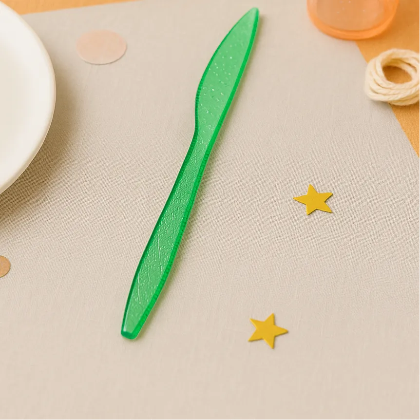 Couteaux Jetables Verts Pailletés 1