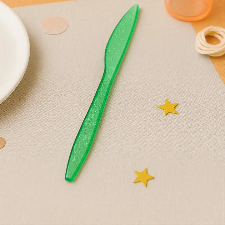 Couteaux Jetables Verts Pailletés 1