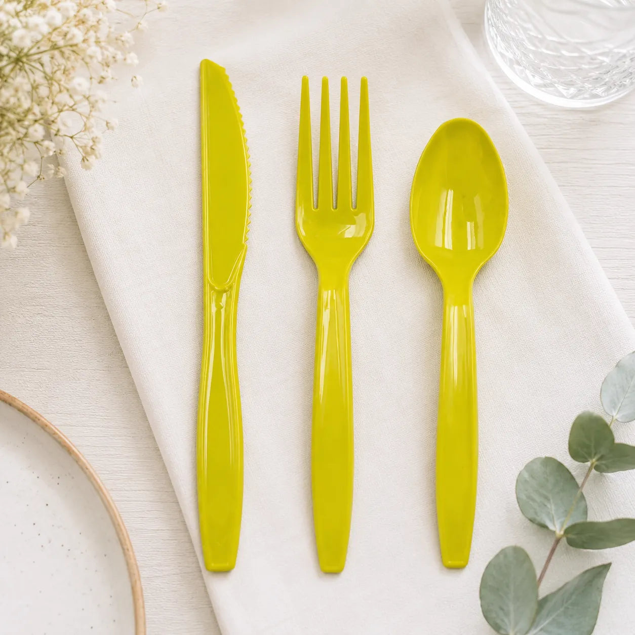 Couvert Jetable Jaune Unique
