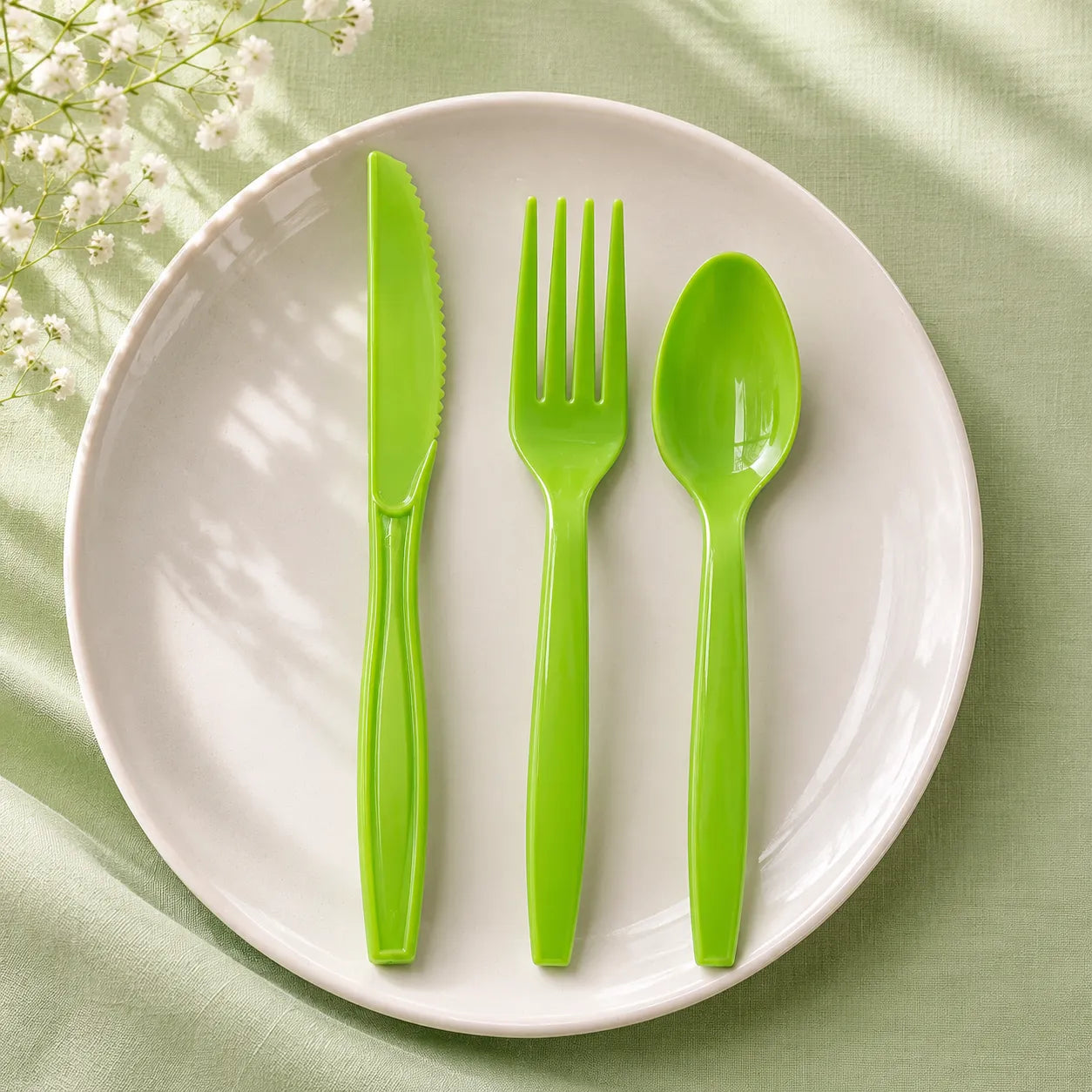 Couvert Jetable Vert Beau