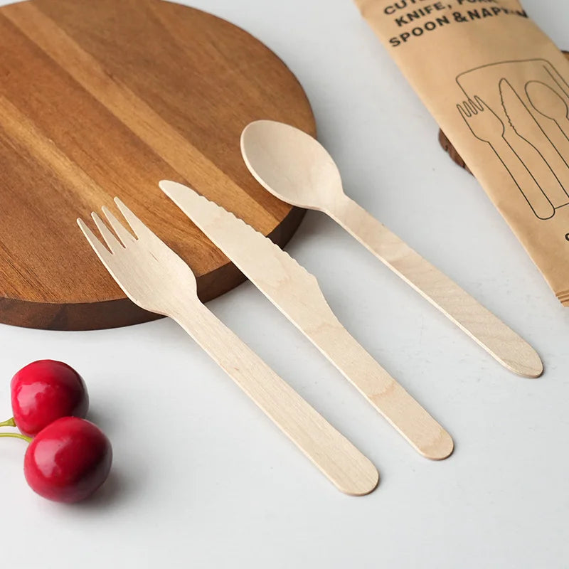 Couvert Jetable en Bois Biodégradable Pratique