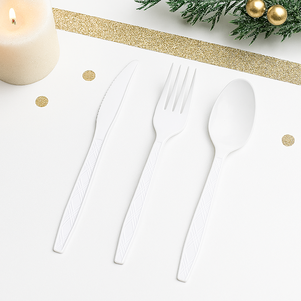 Couverts Jetables Blancs