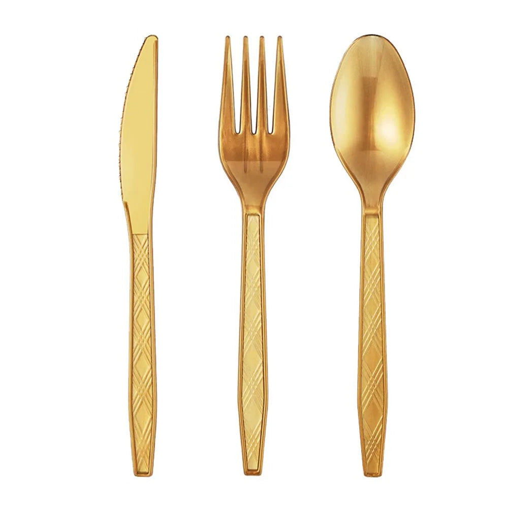 Couverts Jetables Dorés