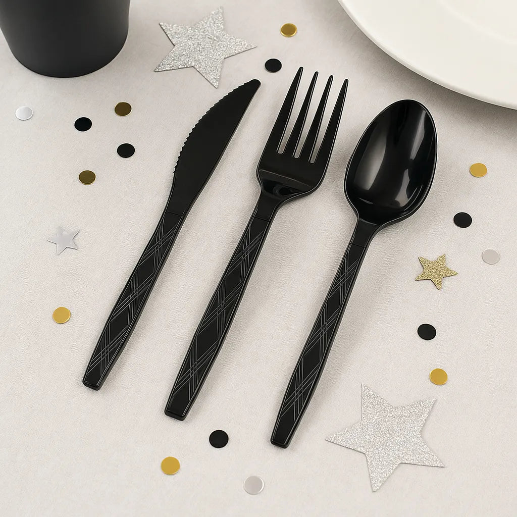 Couverts Jetables Noirs 1