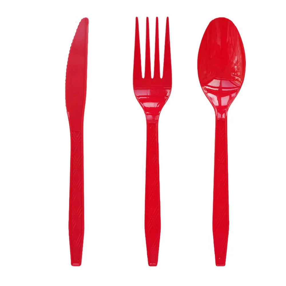 Couverts Jetables Rouges