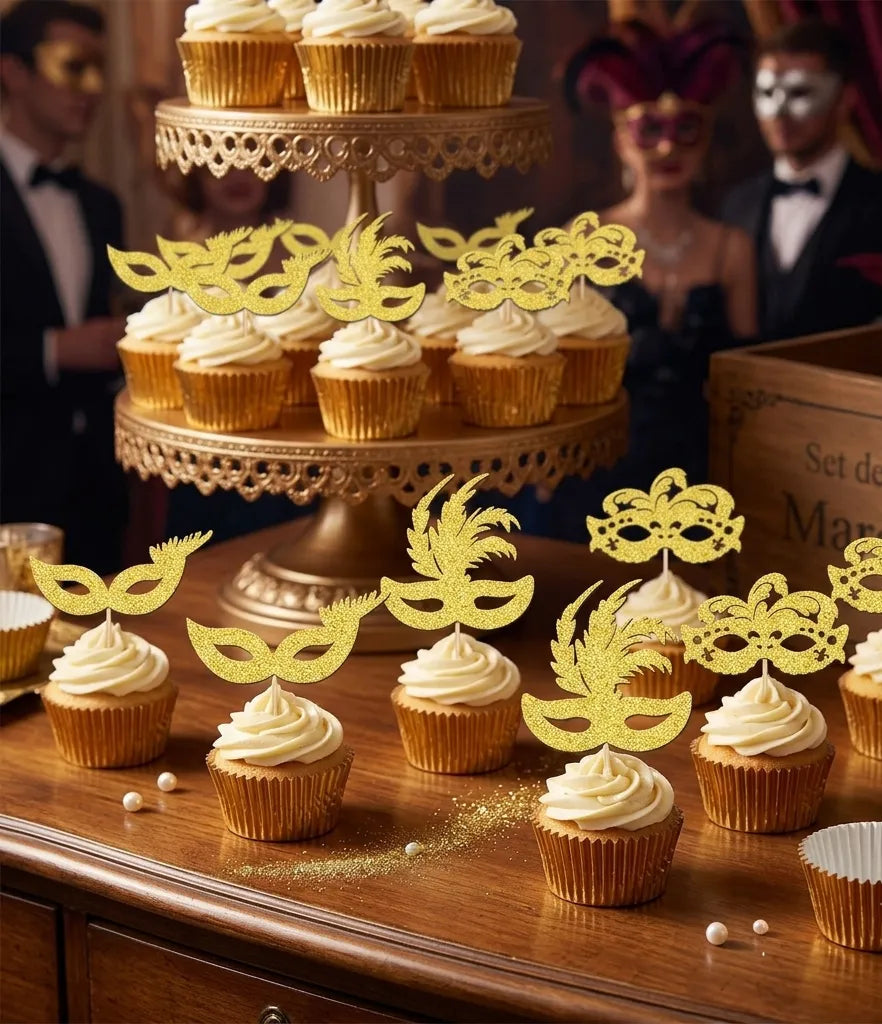 CupCake Topper Masques Dorés Léger