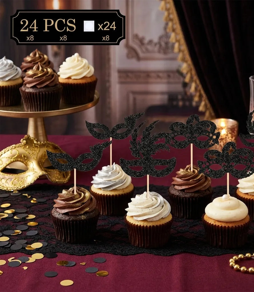 CupCake Topper Masques Noirs Léger